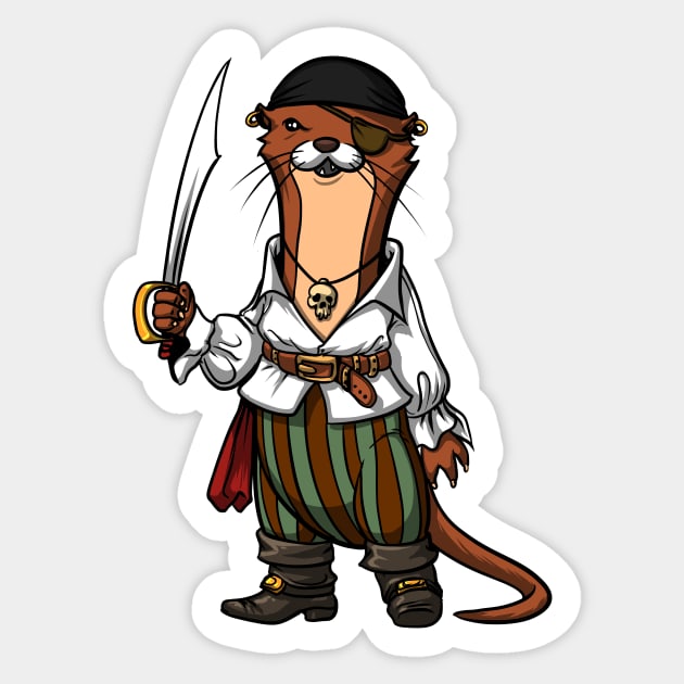 Otter Pirate Sticker by underheaven